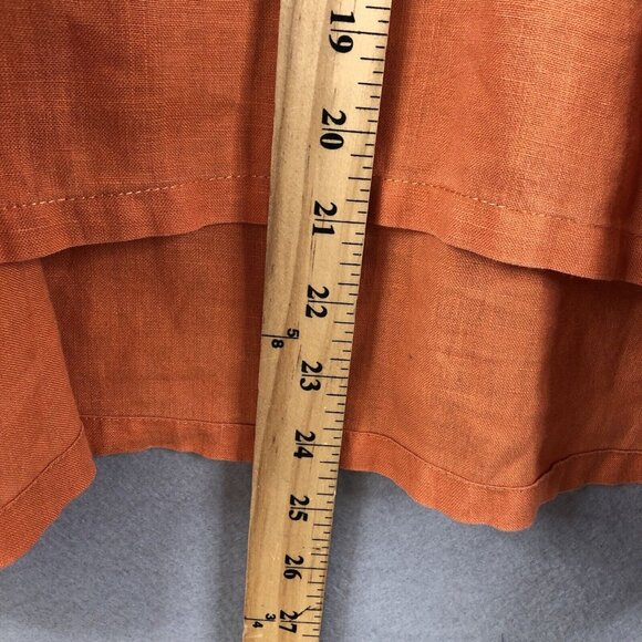 Pla Net Shirt Womens One Size Orange 100% Linen Crop Top Lagenlook  Coastal - Picture 7 of 16